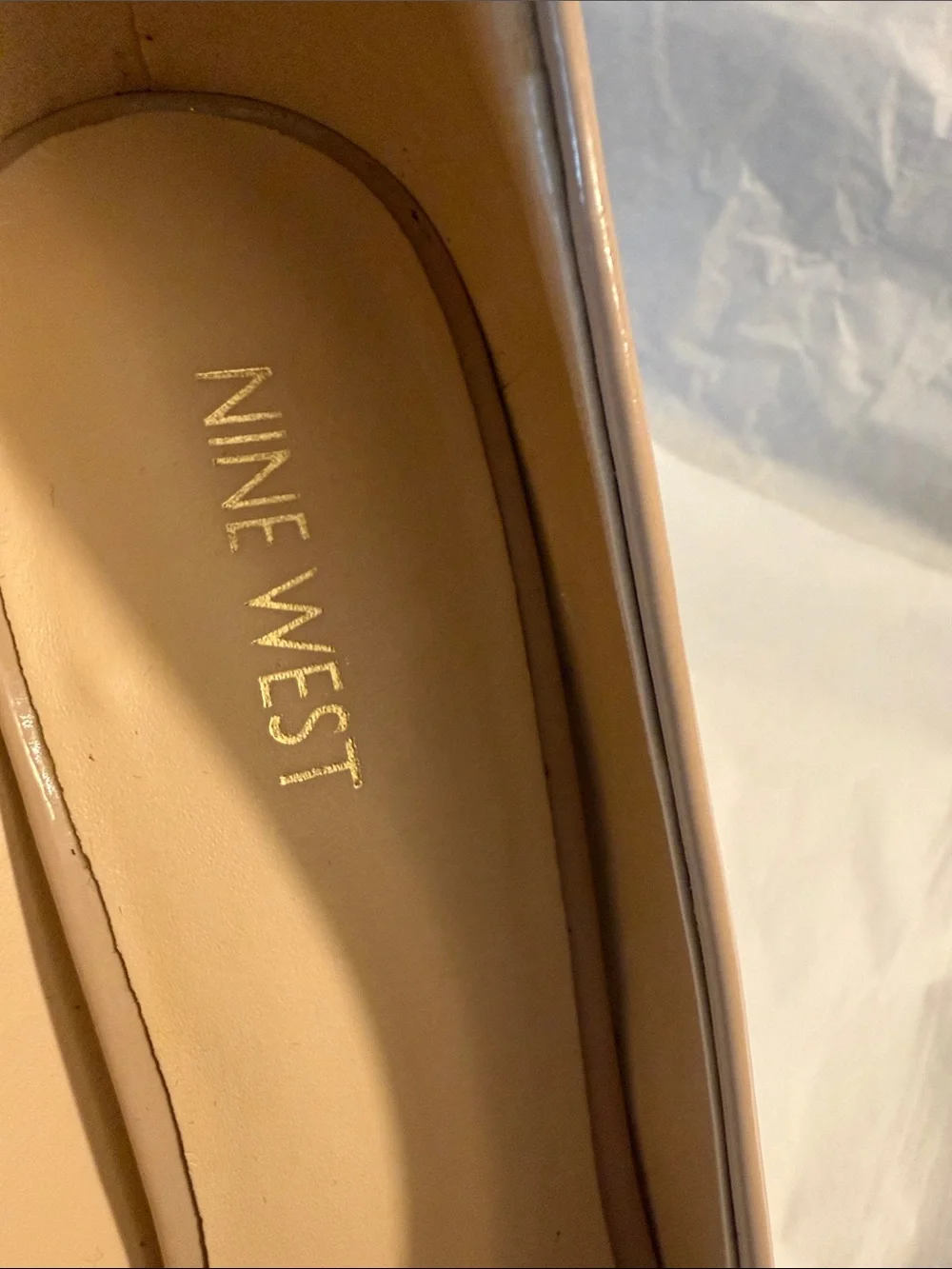 Nine West Nude Patent Peep-Toe Heels